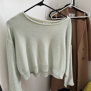 Club Monaco Cropped Knit Mint Swearer XS